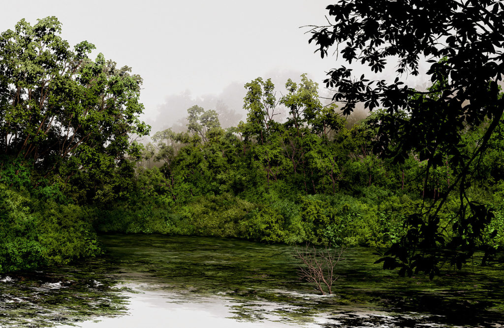 A painting of the rainy season in the tropics